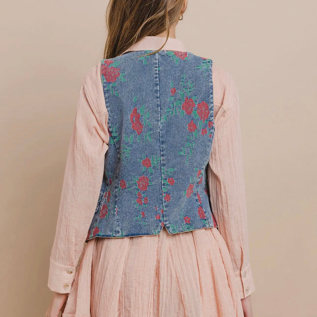 Floral Denim Vest – thirdgenerationboutique
