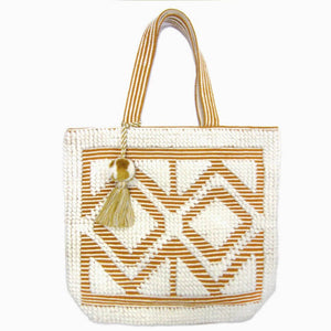 Boho Pom Pom Woven Tote