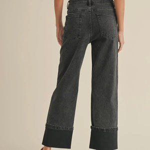 Cuffed Black Denim Pant