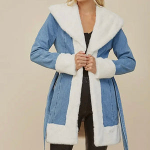 Faux Fur Denim Coat