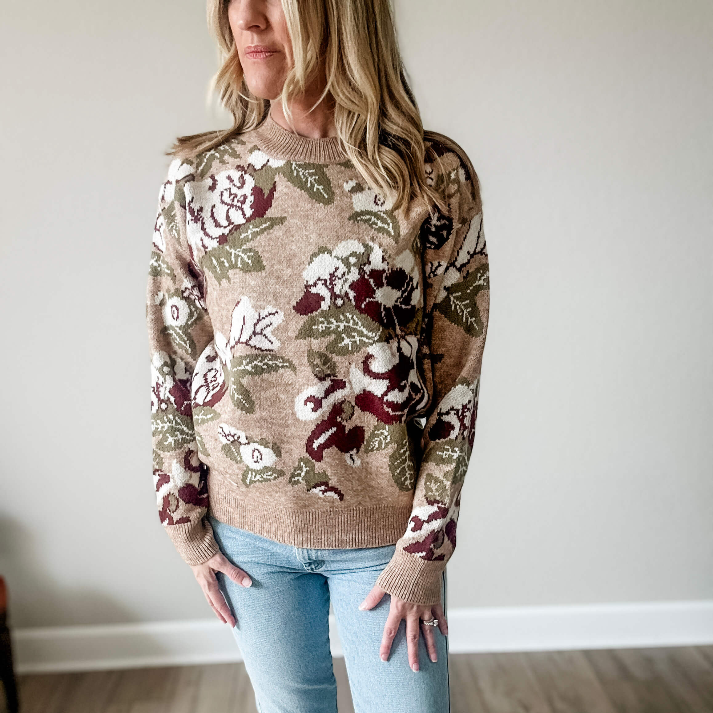 Floral Crew Neck Sweater