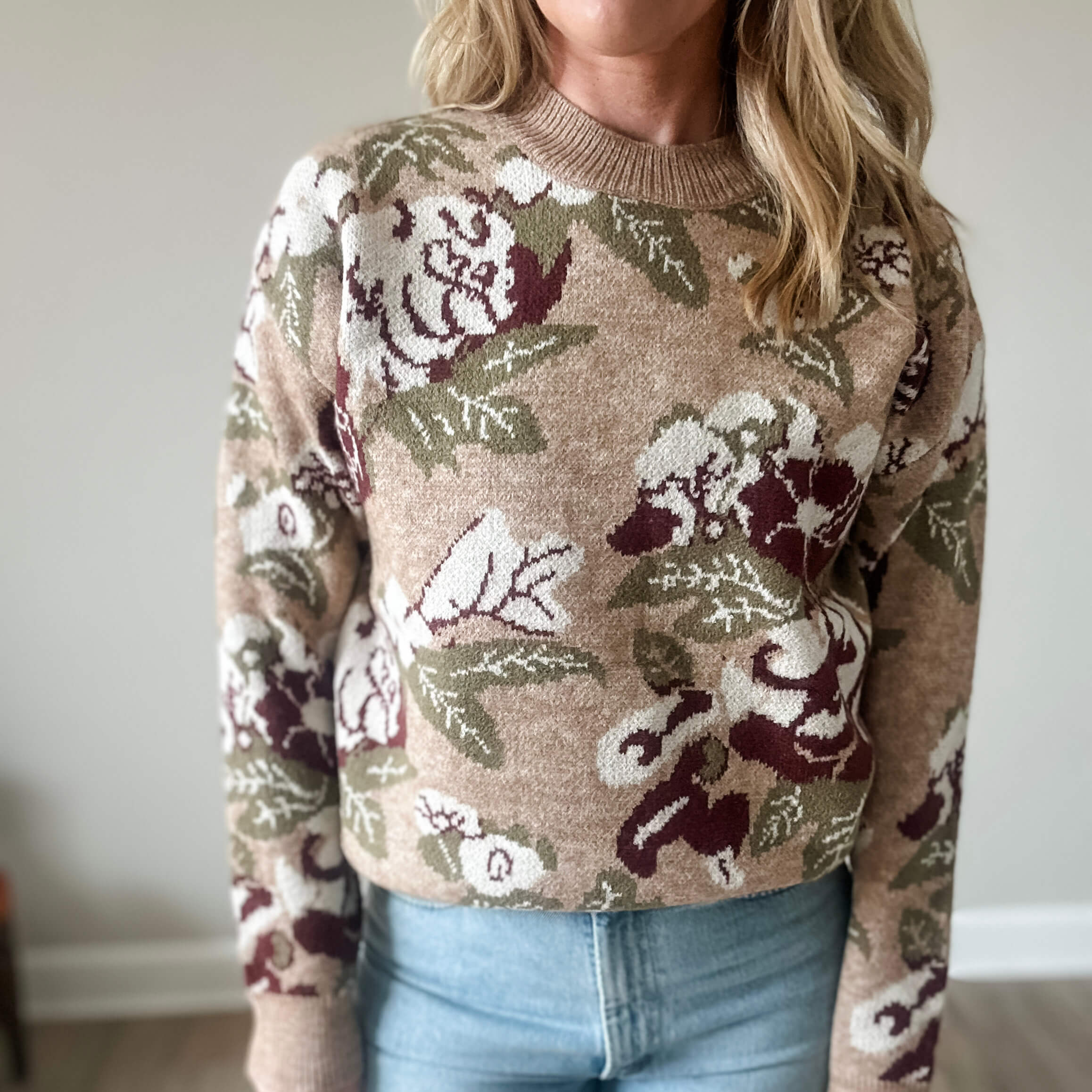 Floral Crew Neck Sweater