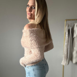 Fuzzy Off-the-Shoulder Sweater