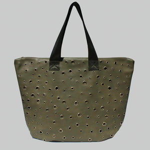 Oversized Eyelet Embellished Tote