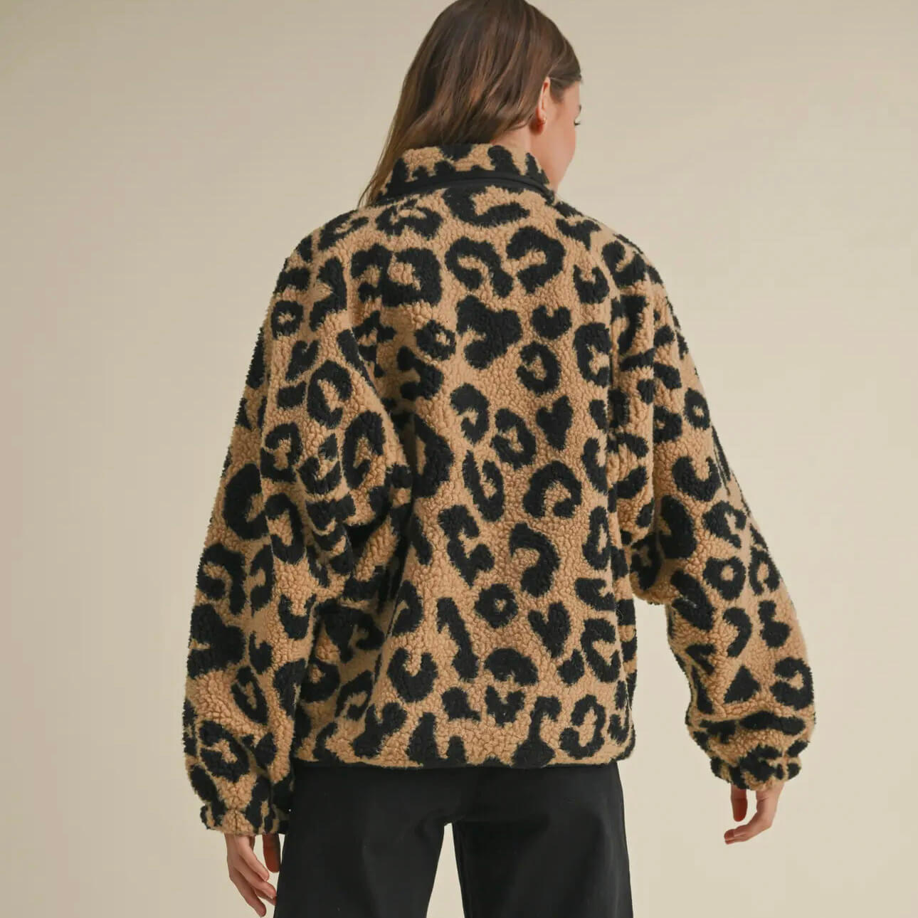 Leopard Pattern Sherpa Jacket