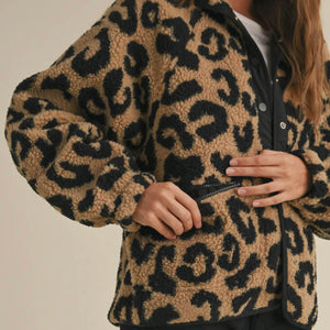 Leopard Pattern Sherpa Jacket