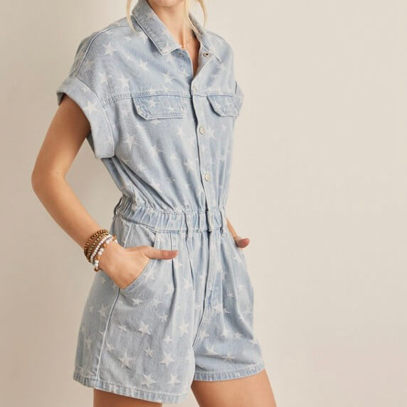 Star Denim Romper