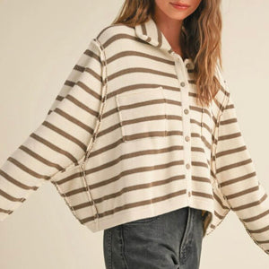 Stripe Button Front Cardigan