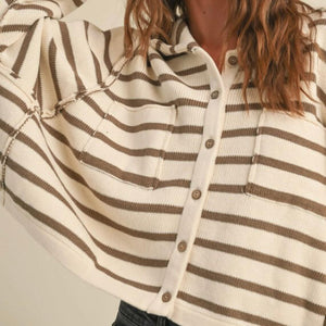 Stripe Button Front Cardigan