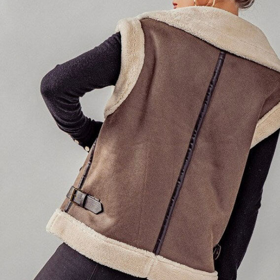 Faux Suede Biker Jacket Vest