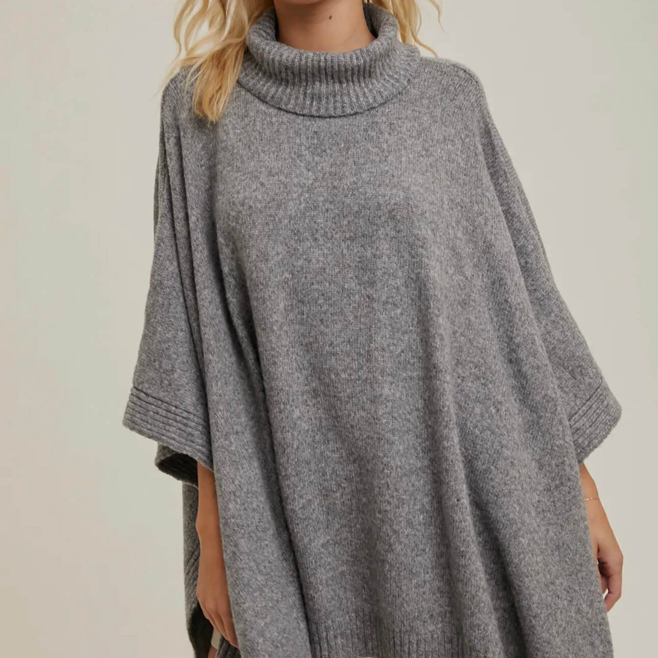 High Neck Sweater Poncho